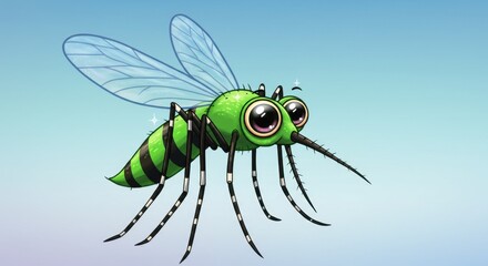Fototapeta premium Cute Cartoon Mosquito with Big Eyes