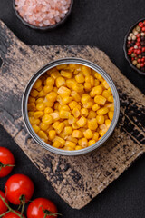 Sweet yellow canned corn in bowl