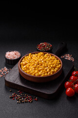 Sweet yellow canned corn in bowl