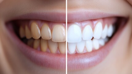 Teeth comparison shows the effect of whitening on a persons smile