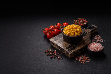 Sweet yellow canned corn in bowl