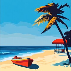 Obraz premium Vibrant Celebration of Coast Guard Day: Illustrated Tribute with Coastal Beauty and Cultural Essence