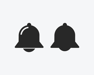 Simple Bell Icons Set, Solid and Outline Notification Symbols