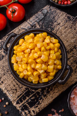 Sweet yellow canned corn in bowl