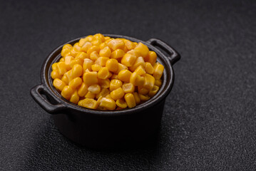 Sweet yellow canned corn in bowl