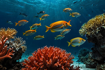 Fototapeta premium coral reef and fish