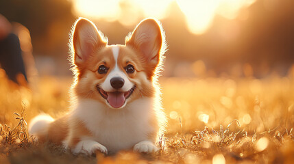 A playful puppy enjoying a moment of pure joy and curiosity as it explores its surroundings in a bright and cheerful environment.