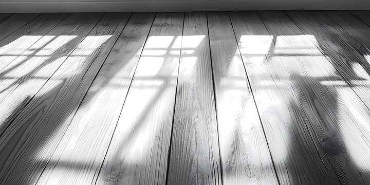 Monochromatic wooden surface with window light patterns and textures