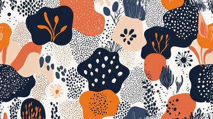 Abstract floral and organic shapes seamless pattern design background