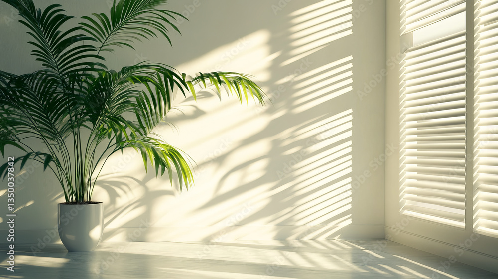 Aufkleber shadow overlay effect backgrounds. vector realistic mockup of room with sunlight from window and gra