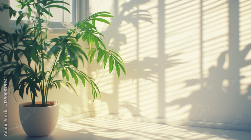 Aufkleber shadow overlay effect backgrounds. vector realistic mockup of room with sunlight from window and gra