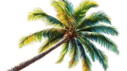 Fototapeta premium Lush green palm tree isolated on white.