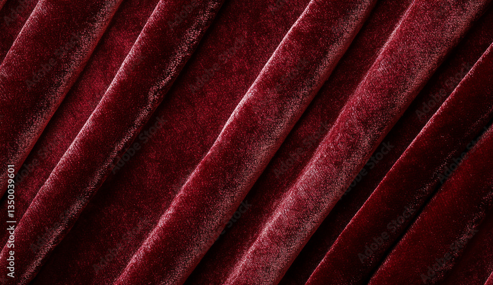 Aufkleber close up of draped dark red velvet fabric with diagonal folds and soft texture for backgrounds