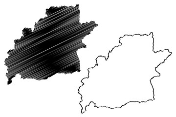 Sibiu County (Administrative divisions of Romania, Centru development region) map vector illustration, scribble sketch Sibiu map