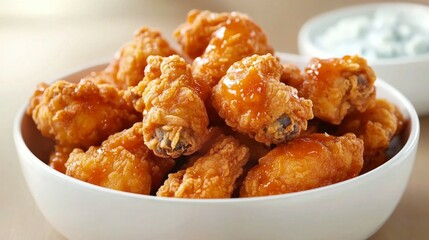 Crispy Chicken Wings Glazed with Sweet Sauce and Served Hot