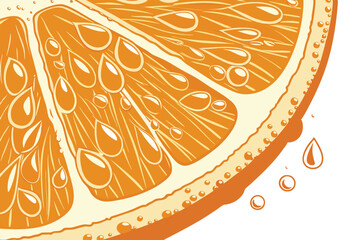 11 Juicy orange slice, extreme close-up, vibrant citrus, high detail, water droplets, fresh fruit, circular composition, bright orange color, white background, macro photography, textured pulp, gliste