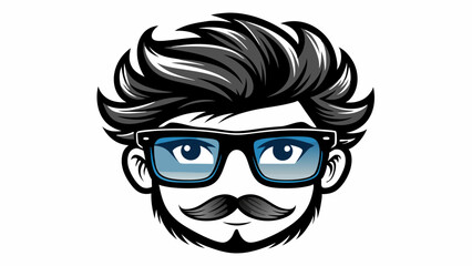 Vector illustration of hipster nerd style black glasses silhouette isolated on white background