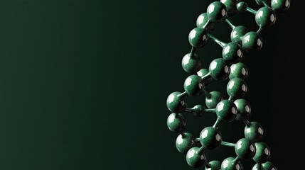 Science template, poster or banner with DNA molecules. Vector illustration. 3D structure on a green background.