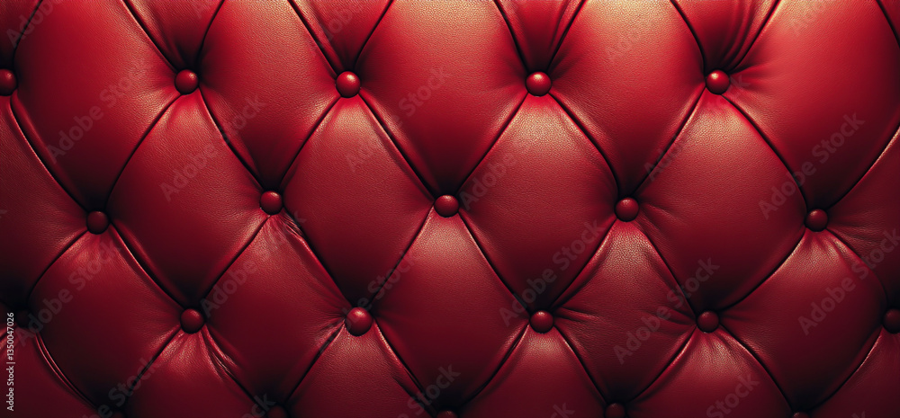 Aufkleber a close up of a red leather tufted sofa with diamond pattern and button details in elegant design