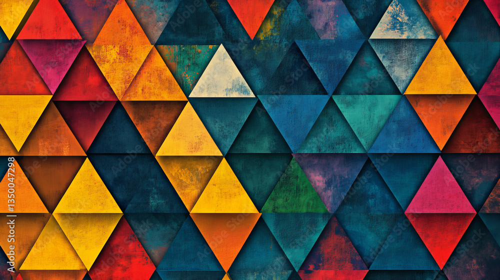 Poster vector background with color triangles, geometrical pattern with polygons