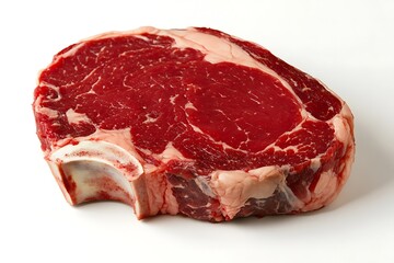 Obraz premium a raw ribeye steak with a prominent bone on white background