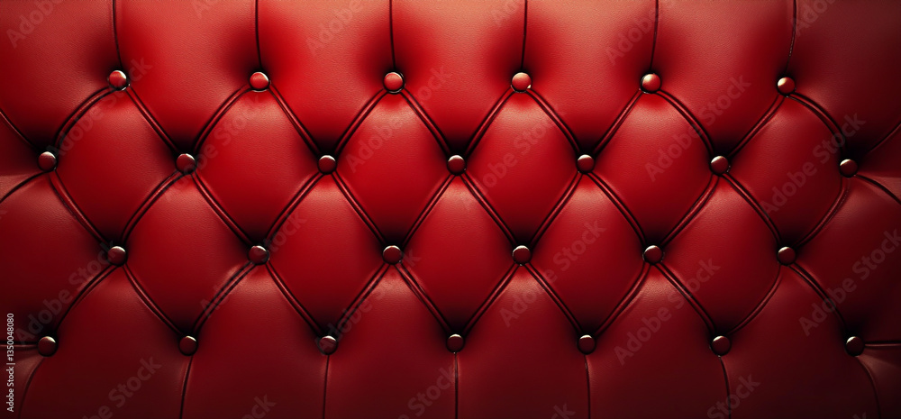 Aufkleber close up of a red leather tufted cushion with buttons in a diamond pattern design texture