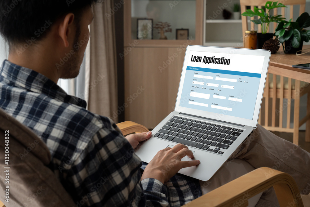 Poster online loan application form for modish digital information collection on the internet network