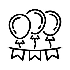 Party Decorations Line Icon, Outline Symbol for Event Styling, Interior Design, Party Arrangements, Wedding Decorations, and Creative Concepts. Vector Sign Icon.