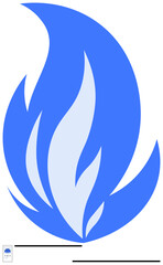 Bold blue flame with layered light blue highlights representing energy, warmth, and creativity. Ideal for energy, innovation, sustainability, passion, safety, branding and dynamic flat simple