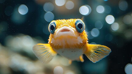 Cute, orange fish in aquarium