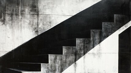 Fototapeta premium Abstract Black and White Staircase Design with Geometric Shapes