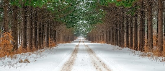 Snowy Tree Lined Path
