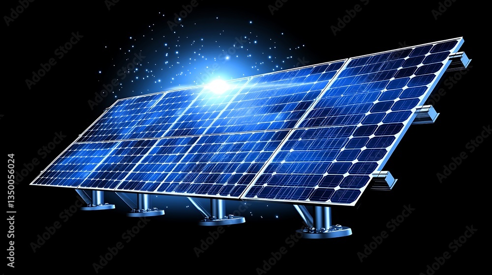 Wall mural captivating solar panel array rendering harnessing cosmic energy flow