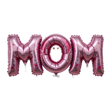 Pink MOM Balloons: Mother's Day Decor isolated on transparent background