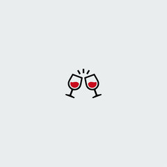 Wine cheer icon logo flat vector design