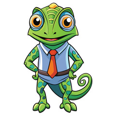 Obraz premium Cartoon Chameleon in a Business Suit