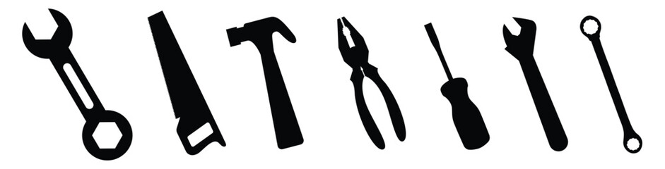 Tools Icon Set on White Background