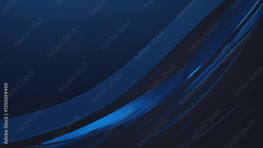 Poster dynamic blue abstract design with smooth curves and gradients in a dark background