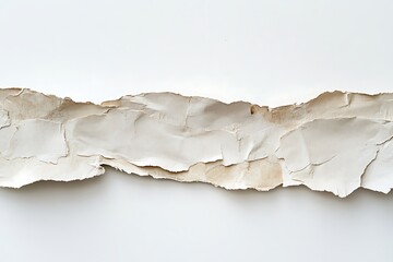 a torn paper strip with a rough, uneven edge on a white background