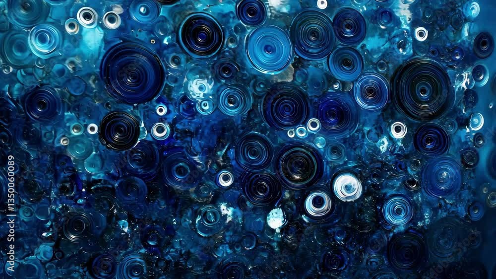 Poster Vibrant blue carbonated underwater bubble background with dynamic textures and patterns, Blue Carbonated Underwater Bubble Background