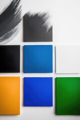 Naklejka premium Colorful canvases arranged artistically showcase creativity and