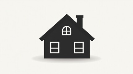 Simple house icon, grey background, home design, website use