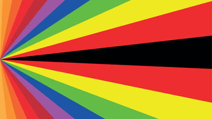 A dynamic image showcasing a spectrum of vibrant rainbow colors arranged in diagonal stripes, converging towards a central black band.