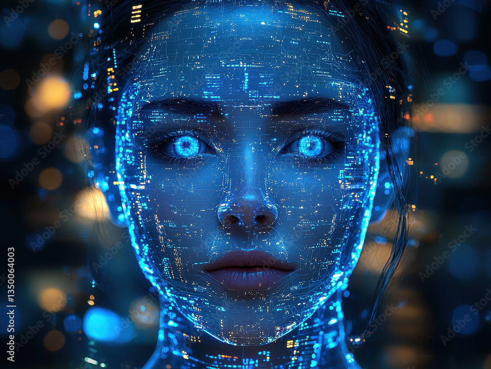Aufkleber realistic deepfake manipulation in a virtual call with advanced facial technology and cybersecurity 