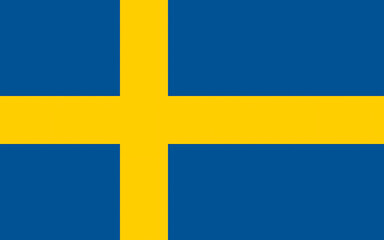 Sweden Flag with Yellow Cross on Blue Background