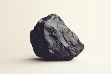 Naklejka premium A solitary piece of dark rough mineral against a light background
