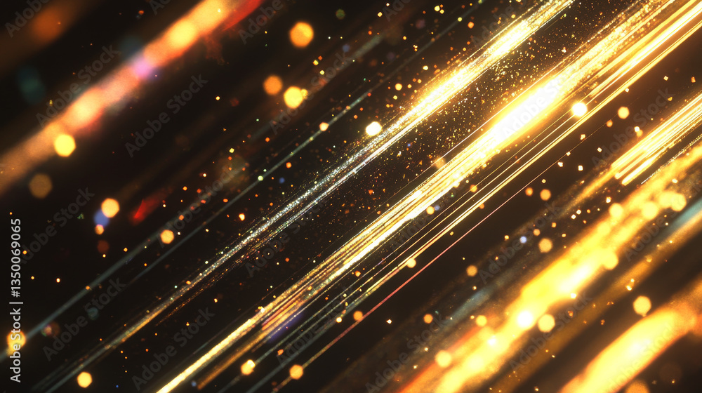 Poster horizontal golden light line with fade effect. realistic vector illustration set of glow flare burst
