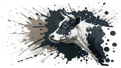 "Abstract black and white paint splotches, creating a bold contrast and modern graphic aesthetic. Perfect for contemporary designs, artistic projects, or minimalist themes."