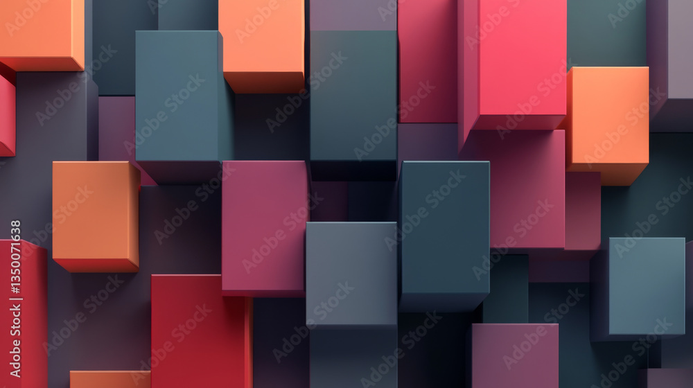 Poster set of abstract template vertical perspective banner with square tiles