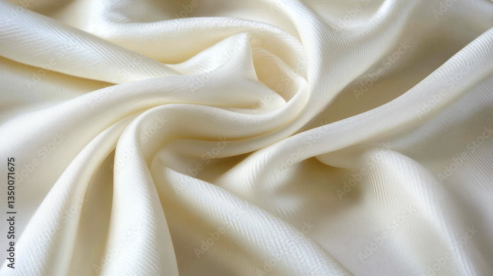 Poster realistic abstract white silk background. vector illustration of satin fabric texture with smooth dr